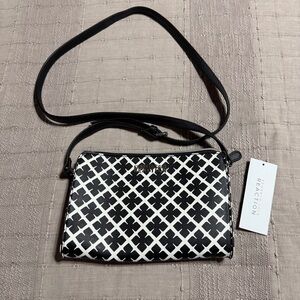 New Kenneth Cole Reaction Black and White Geometric Crossbody Bag